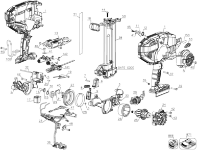 Part Location Diagram of N500961 DeWALT LEVER, PIVOT